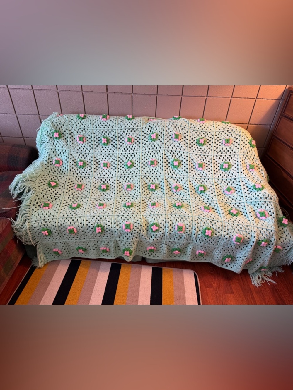 Vintage hand crochet blanket